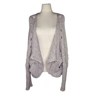 Hayden LA Lavender Open Knit Cardigan Sweater S/M Boho Slouchy Layering Cozy